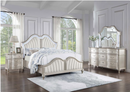 Evangeline Tufted Upholstered Platform Eastern King Bed Ivory and Silver Oak