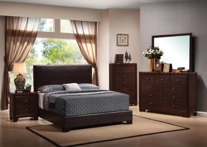 Conner Queen Upholstered Panel Bed Black And Dark Brown