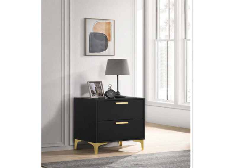 Kendall Tufted Panel Queen Bed Black And Gold