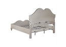 Evangeline Tufted Upholstered Platform Eastern King Bed Ivory and Silver Oak