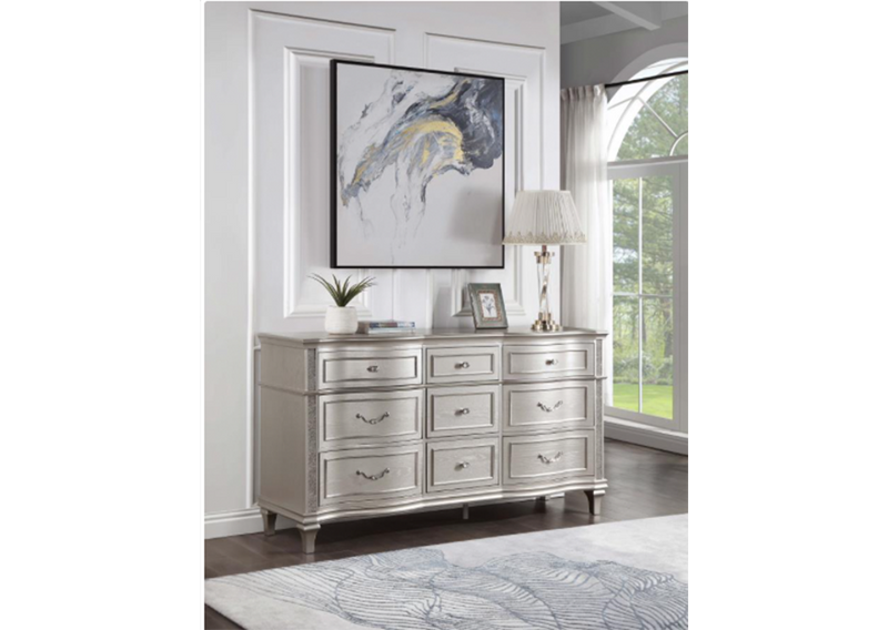 Evangeline Tufted Upholstered Platform Eastern King Bed Ivory and Silver Oak