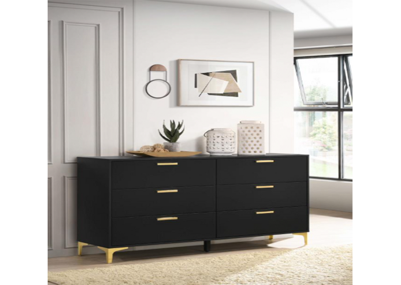 Kendall Tufted Panel Queen Bed Black And Gold