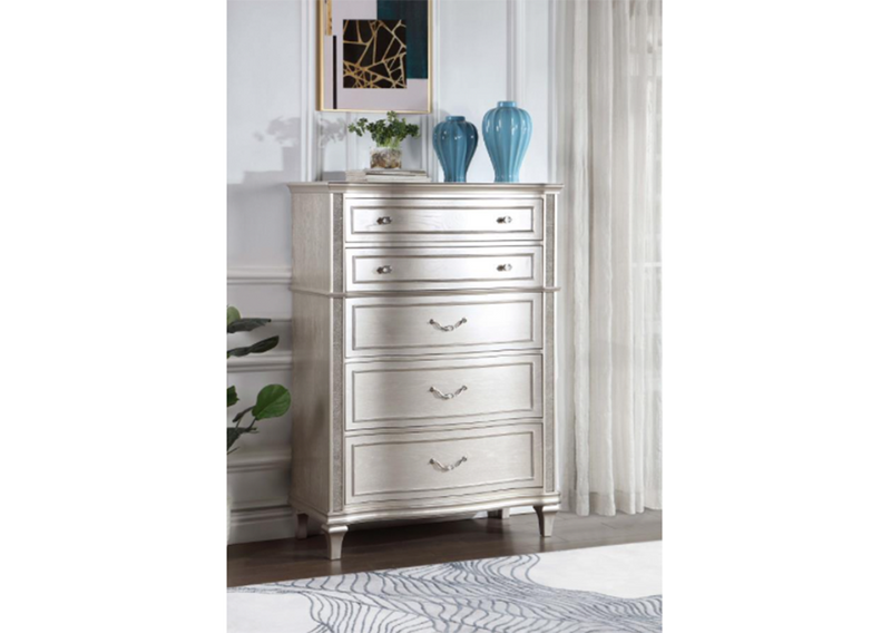 Evangeline Tufted Upholstered Platform Eastern King Bed Ivory and Silver Oak