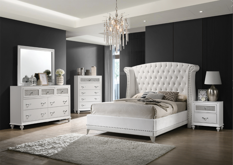 Barzini Queen Wingback Tufted Bed White