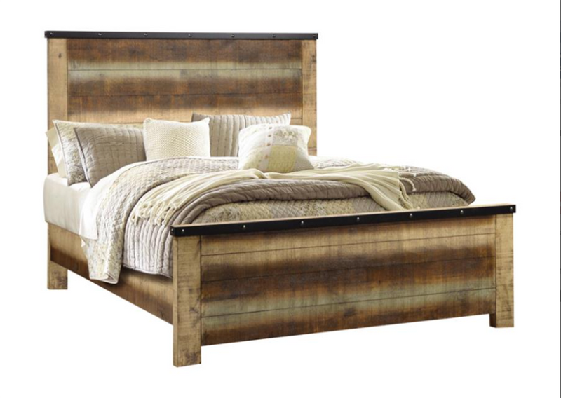 Sembene Queen Panel Bed Antique Multi-Color.