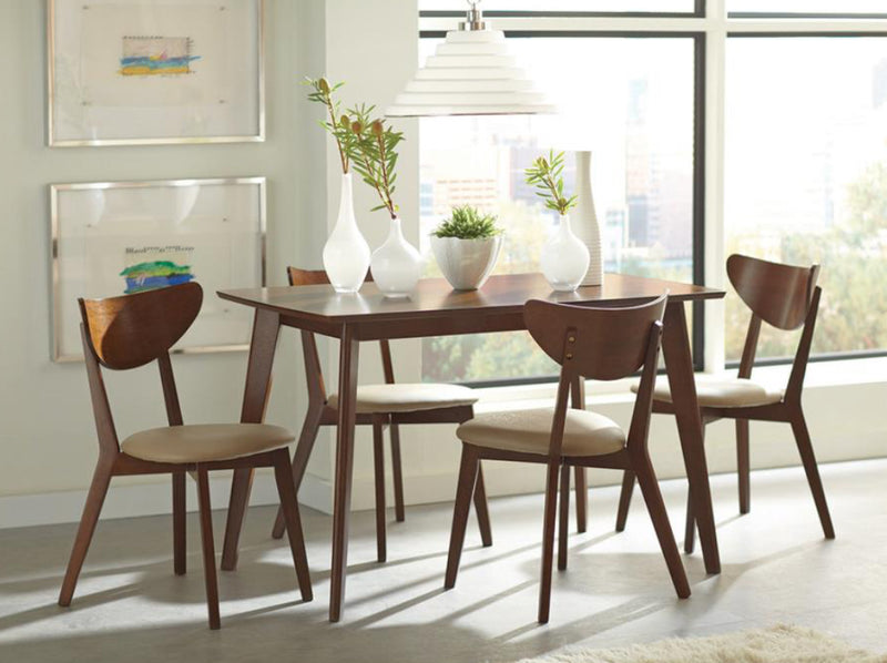 Breckenridge Rectangle Dining Room Set Matte White And Natural Oak.