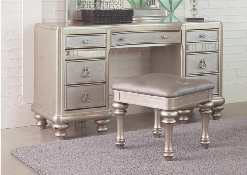 Bling Game Queen Panel Bed Metallic Platinum