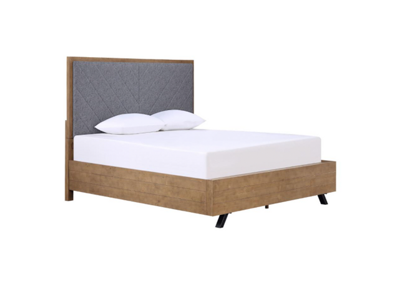 Taylor Upholstered Queen Panel Bed Light Honey Brown And Grey