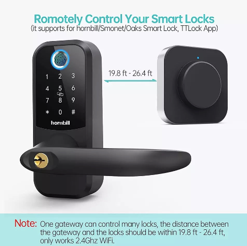 SMONET H1-BF Smart Lock With Handle & G2 Gateway Remote