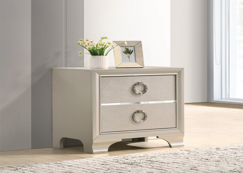 Salford Queen Panel Bed Metallic Sterling And Charcoal Grey.