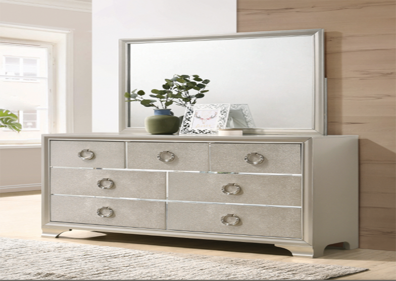 Salford Queen Panel Bed Metallic Sterling And Charcoal Grey.
