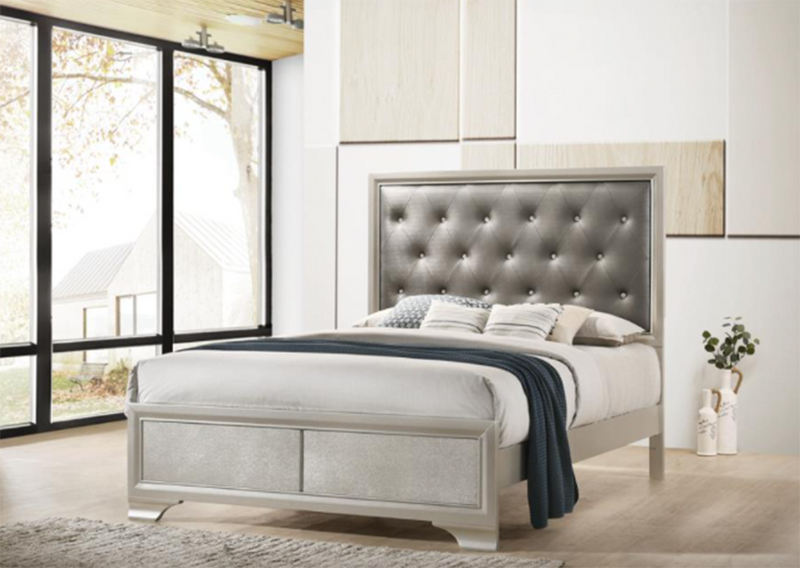 Salford Queen Panel Bed Metallic Sterling And Charcoal Grey.