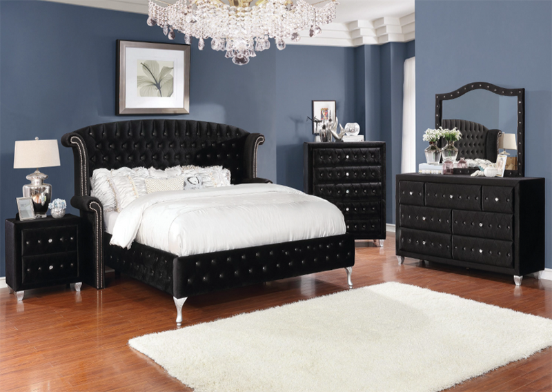 Deanna Queen Tufted Upholstered Bed Black