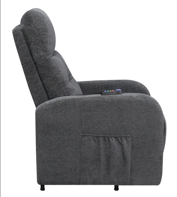 Tufted Upholstered Power Lift Recliner Grey