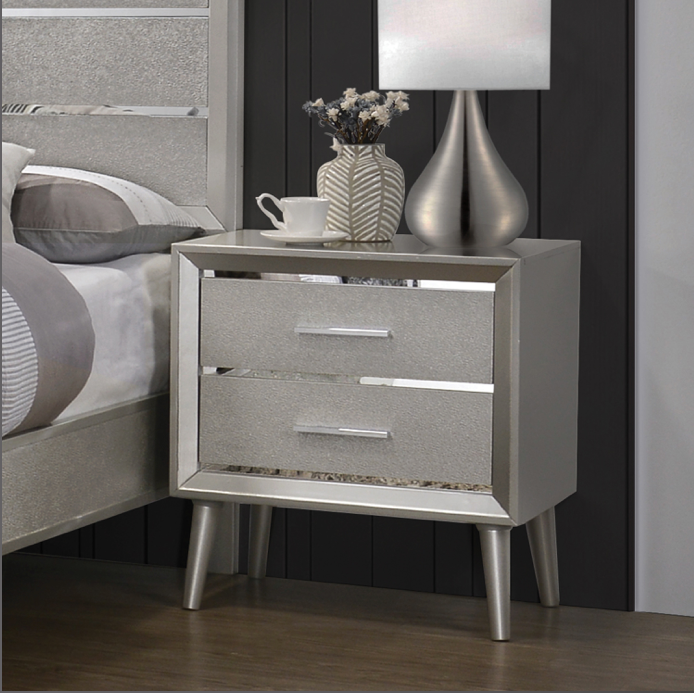 Ramon Queen Panel Bed Metallic Sterling