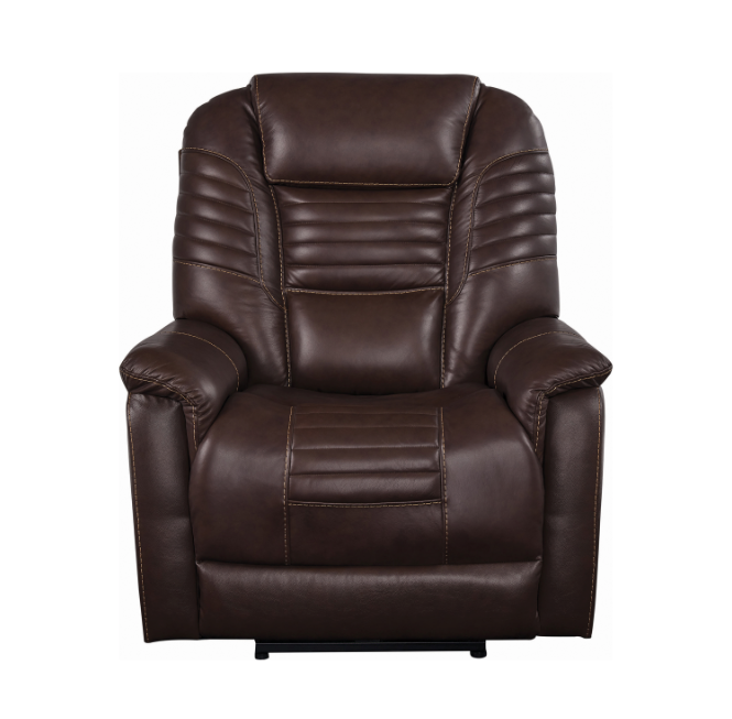 Upholstered Power^3 Recliner With Power Headrest Brown