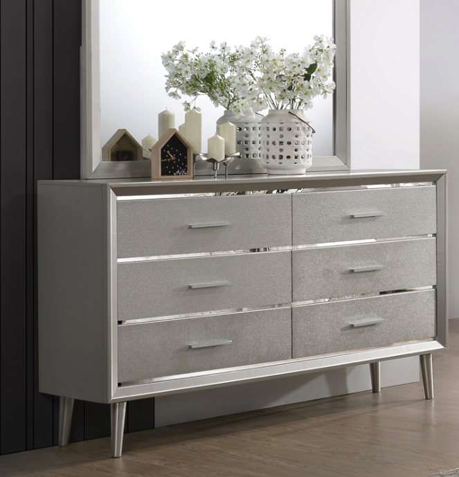 Ramon Queen Panel Bed Metallic Sterling