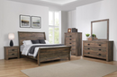 Frederick Queen Sleigh Panel Bed Weathered Oak