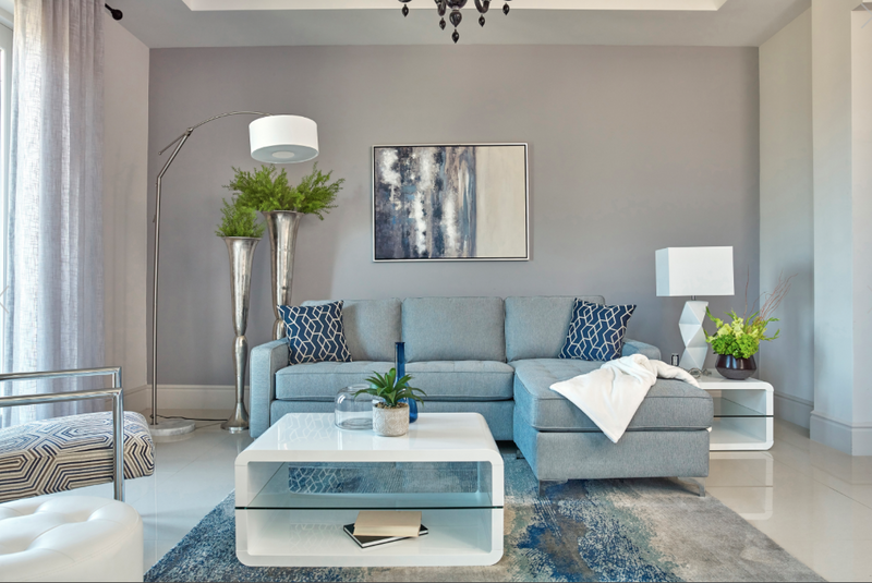 Nashua 2-Piece Reversible Sectional With Storage Ottoman French Blue