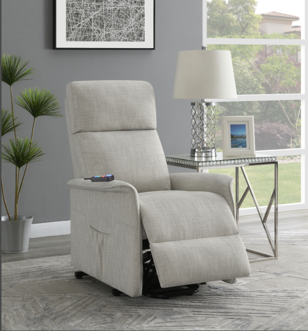 Tufted Upholstered Power Lift Recliner Grey