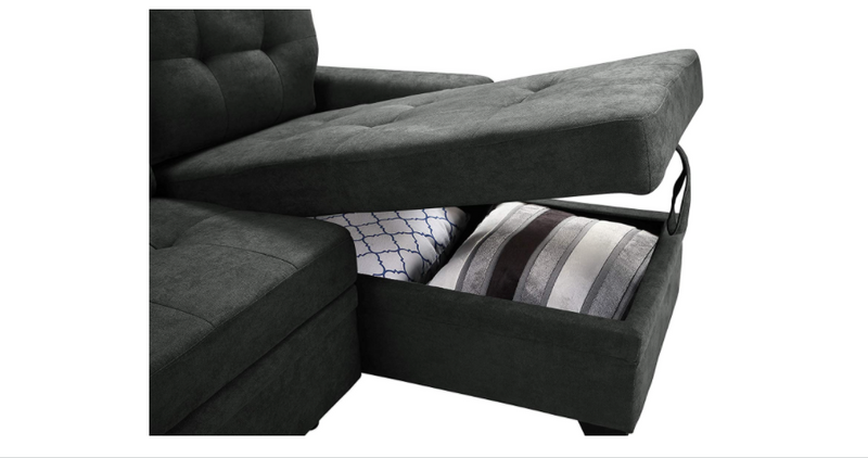 Upholstered Modern Sofa Bed Couch Sectional Sleeper Sofa Storage Chaise with USB Charger and Tablet Pocket for Phone Charging Port Station