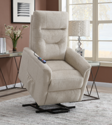 Tufted Upholstered Power Lift Recliner Grey