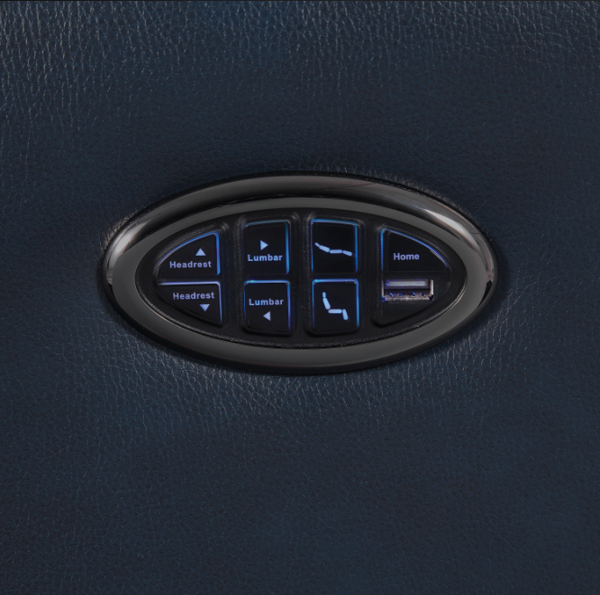 Upholstered Cushion Back Power^3 Recliner Blue