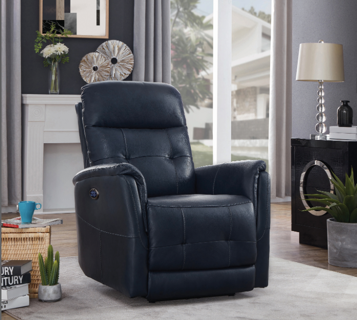 Upholstered Cushion Back Power^3 Recliner Blue