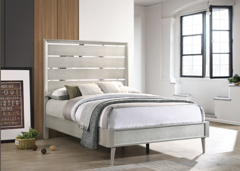 Ramon Queen Panel Bed Metallic Sterling