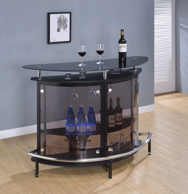 Bar Unit Black And Chrome. 2-Tier