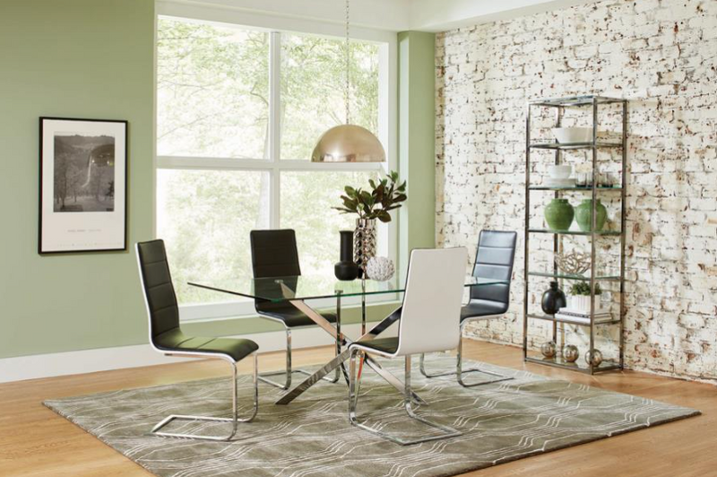 Carmelo 5-Piece Rectangular Dining Set Chrome And Black