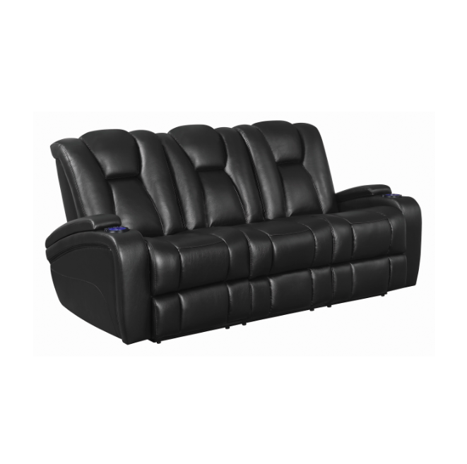 Delange Power Sofa With Headrests Black