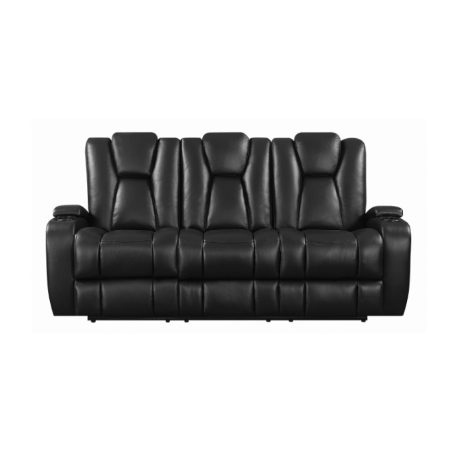 Delange Power Sofa With Headrests Black