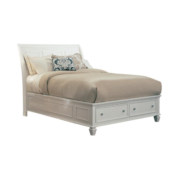 Sandy Beach Queen Storage Sleigh Bed White