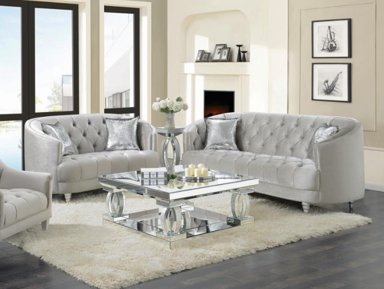 Avonlea 3-Piece Tufted Living Room Set Grey