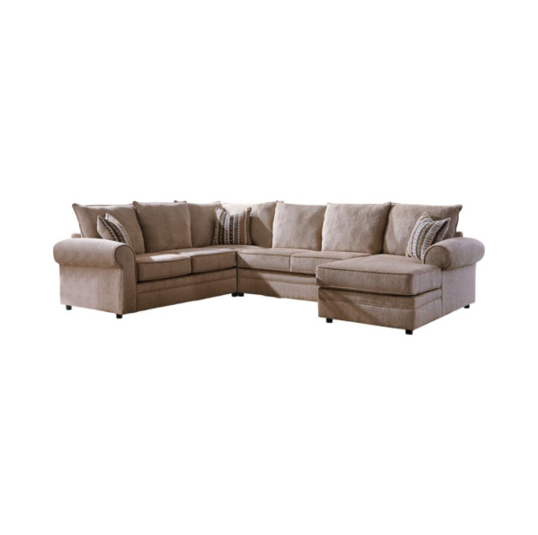 Fairhaven Rolled Arm Sectional Cream Herringbone