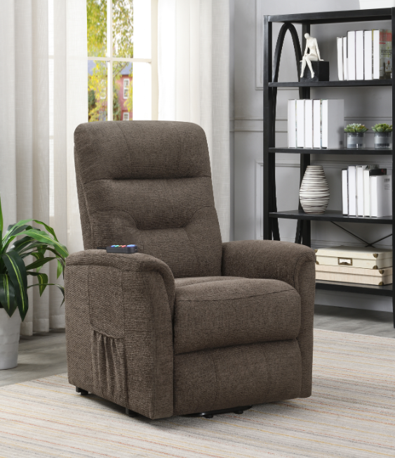 Tufted Upholstered Power Lift Recliner Grey