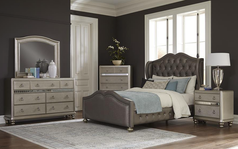 Belmont Tufted Upholstered Queen Bed Metallic