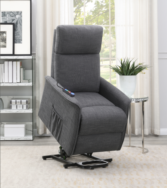 Tufted Upholstered Power Lift Recliner Grey