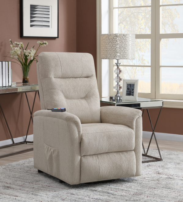 Tufted Upholstered Power Lift Recliner Grey