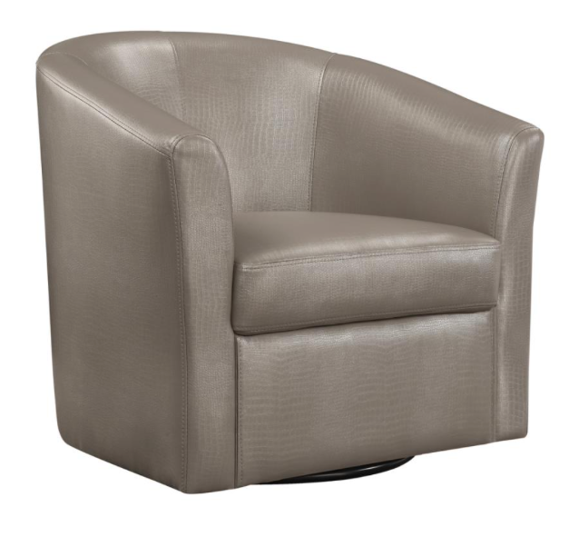 Upholstery Sloped Arm Accent Swivel Chair Champagne