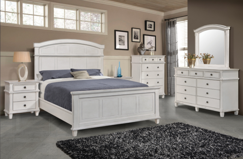 Carolina Queen Panel Bed Antique White.