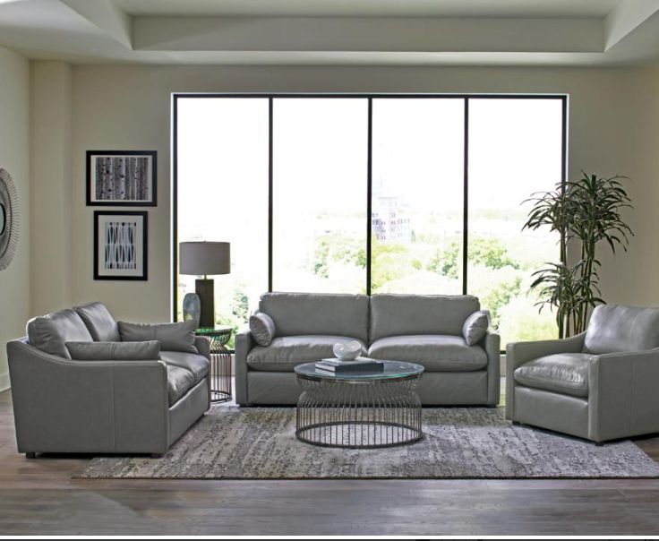 Grayson 2-Piece Sloped Arm Upholstered Living Room Set Grey