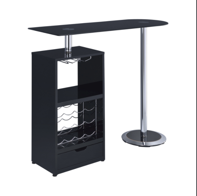 Drawer Bar Table Glossy Black