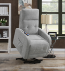 Tufted Upholstered Power Lift Recliner Grey