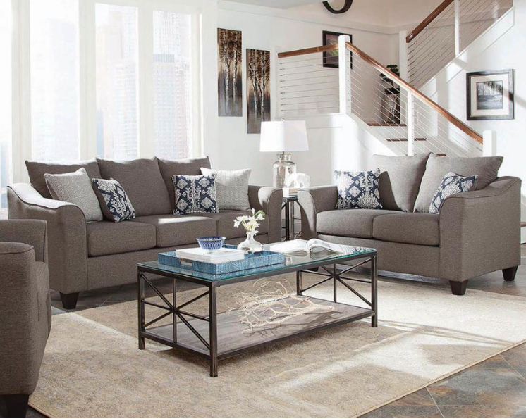 Salizar Flared Arm Sofa Grey. 3 PC SET