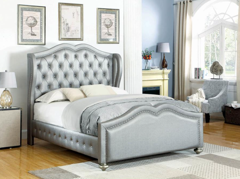 Belmont Tufted Upholstered Queen Bed Metallic