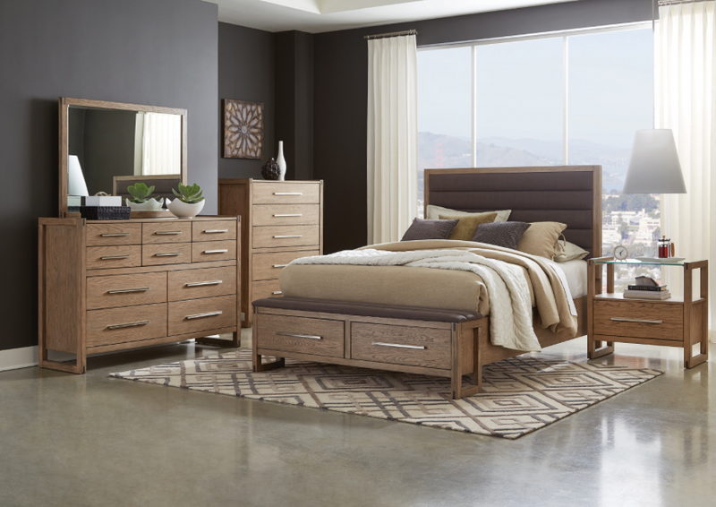 Smithson Eastern King Platform Bed With Storage Grey Oak