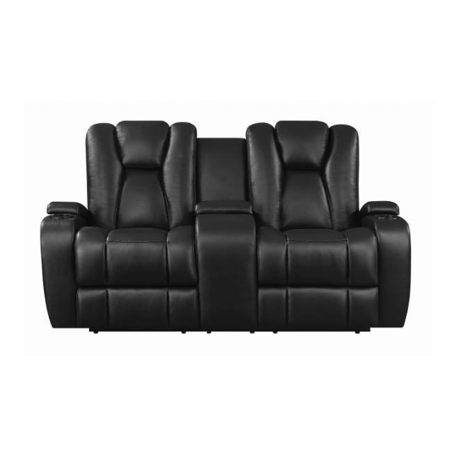 Delange Power Sofa With Headrests Black