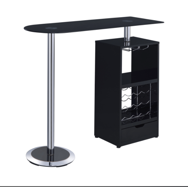 Drawer Bar Table Glossy Black